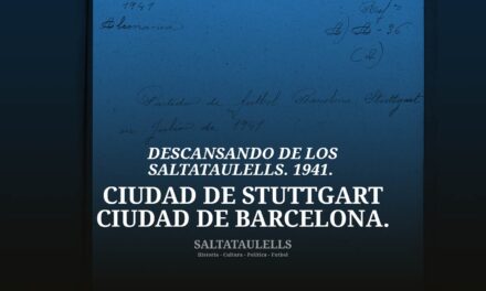DESCANSANDO DE LOS SALTATAULELLS. 1941. AUTORIZACIÓN PARA UN CIUDAD DE STUTTGART-CIUDAD DE BARCELONA.