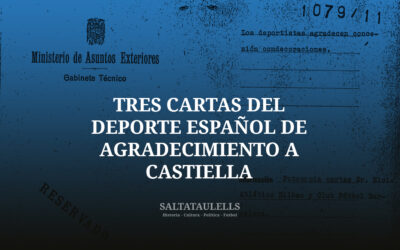TRES CARTAS DEL DEPORTE ESPAÑOL DE AGRADECIMIENTO A CASTIELLA.
