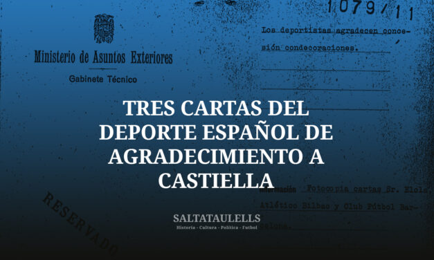 TRES CARTAS DEL DEPORTE ESPAÑOL DE AGRADECIMIENTO A CASTIELLA.