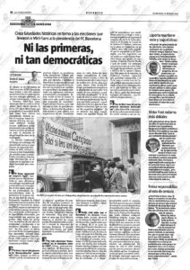 Artículo de Xavier G. Luque, «Ni las primeras, ni tan democráticas», La Vanguardia, 17 de enero de 2021